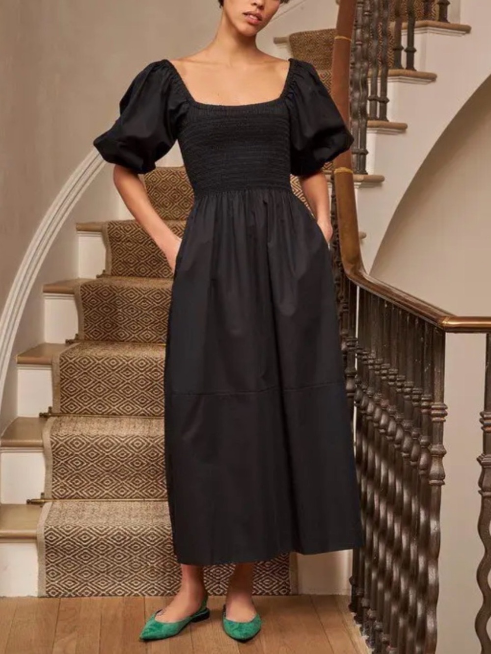 La Ligne Daisy Puff Sleeve Dress Black Size Small